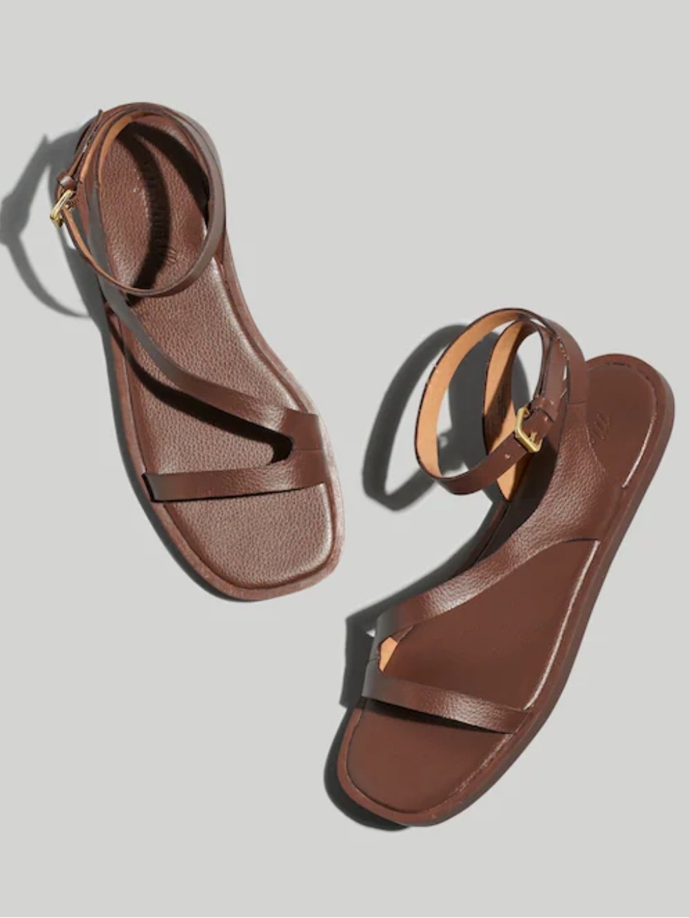 Madewell The Mabel Asymmetric-Strap Leather Sandal with Ankle Buckle